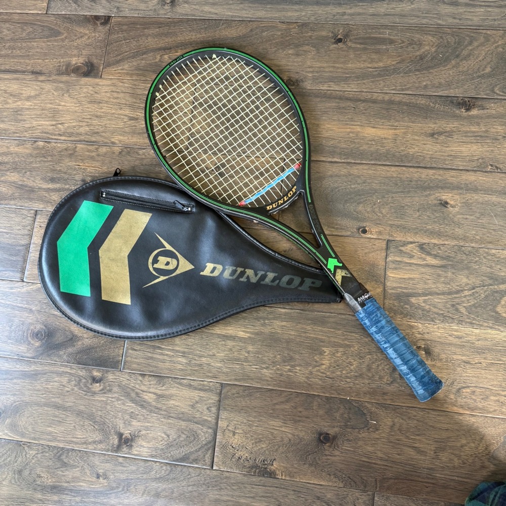 Vintage Dunlop Max 200G Tennis Racket Unisex 4 5/8 Black Good Graphite Cover